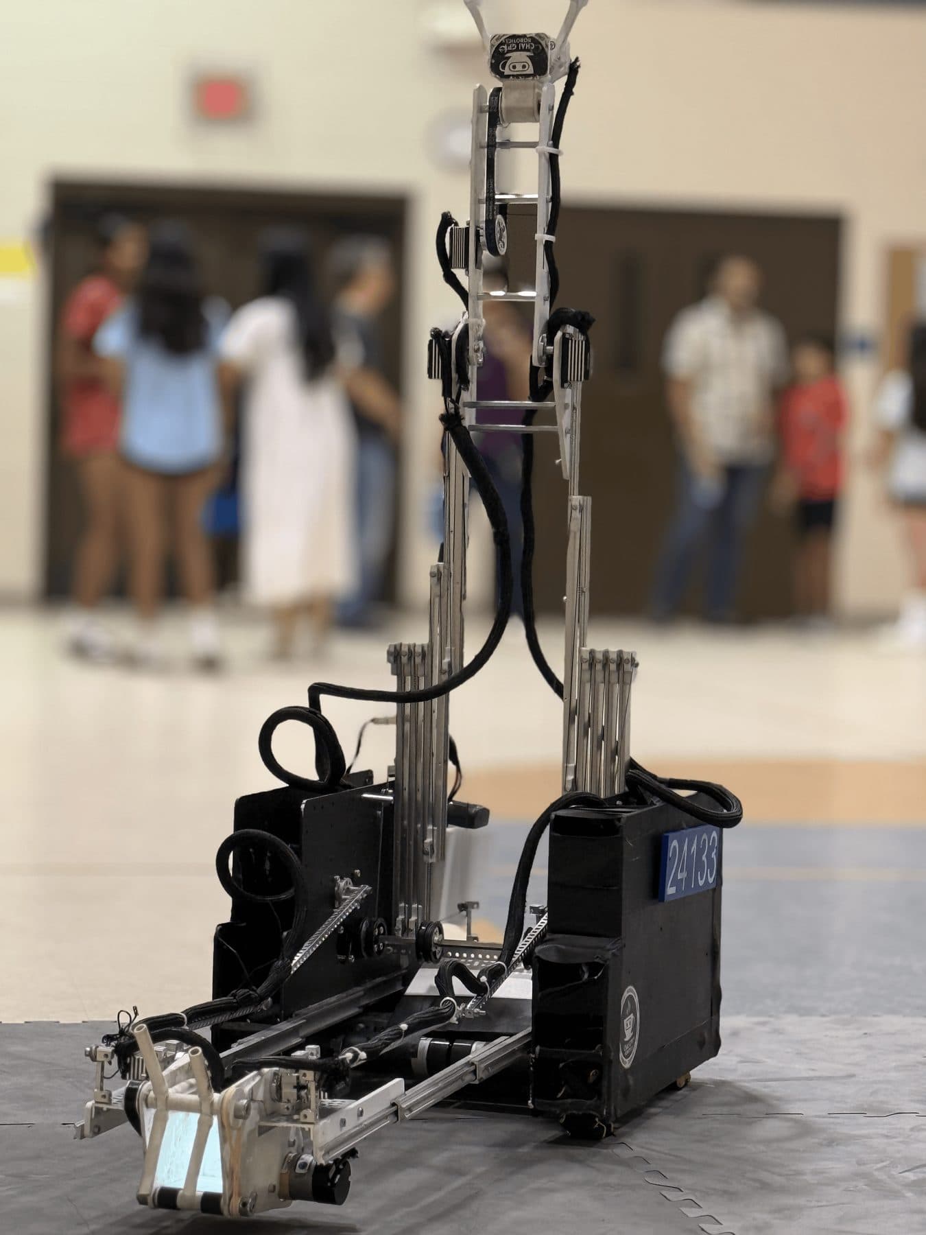 Competition robot with its lift extended