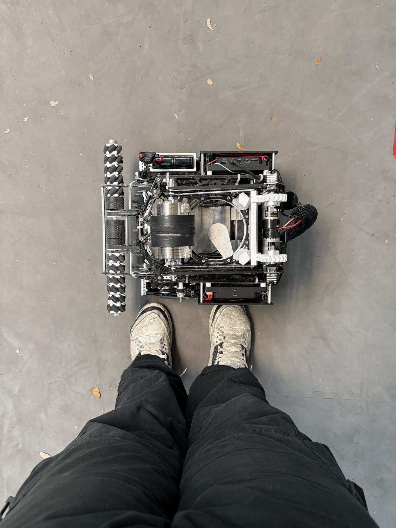 Overhead view of a competition robot chassis